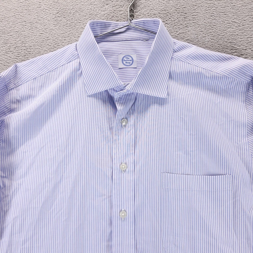 The Andover Shop Dress Shirt Mens 2XL Blue Pinstripe Long Sleeve Button Point